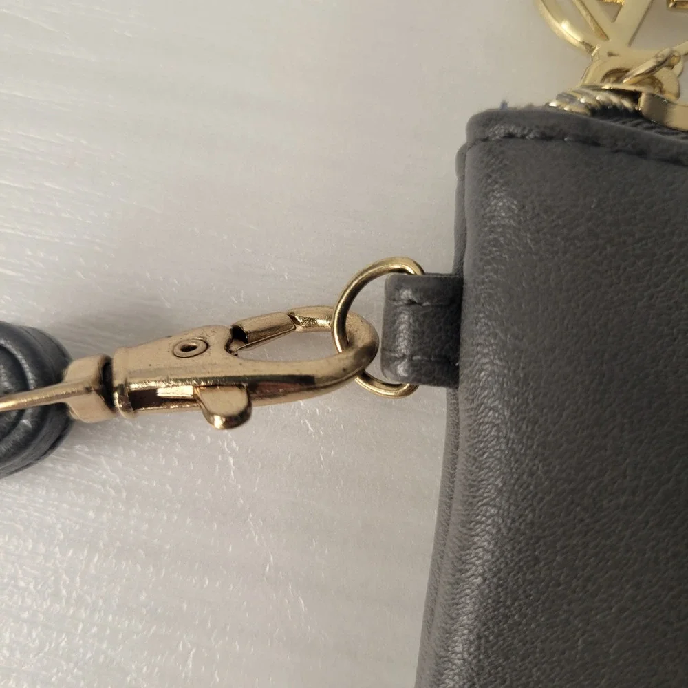 Adrienne Vittadini Studio Power Bank Charging Wristlet Gray iPhone Clutch